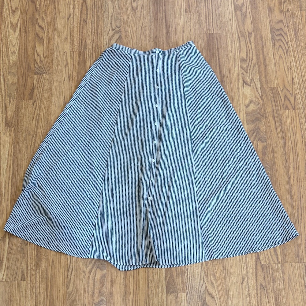 Max Studio Skirt Long Striped Skirt with Front Buttons